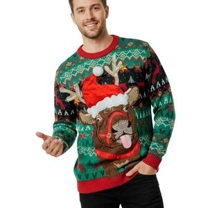 Christmas Reindeer Ugly Sweater Novelty Graphic Print‎ Holiday SKUM032